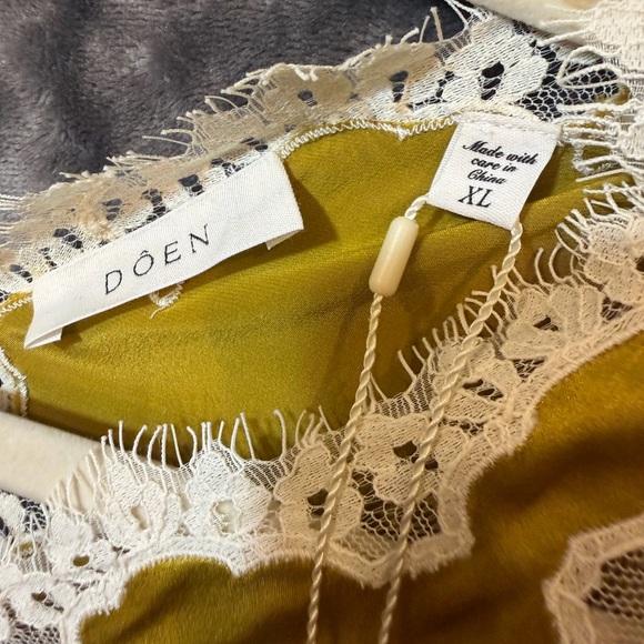 NWT DÔEN Odelina Dress Oakmoss Silk Satin Lace Trim Maxi Slip Dress XL - Picture 8 of 10